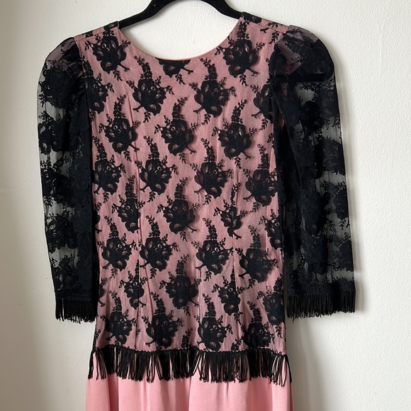 VINTAGE MIDI DRESS BLACK & PINK - Picture 7 of 12